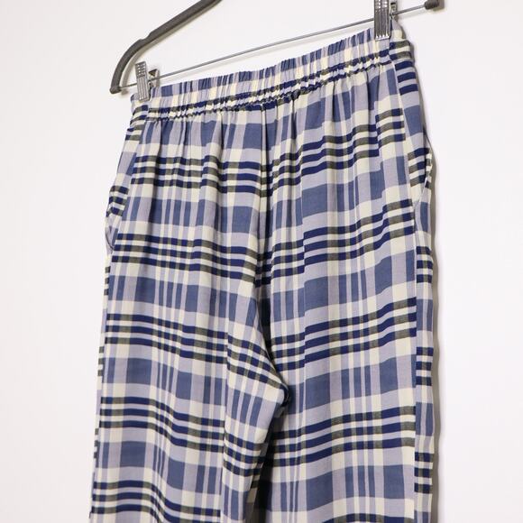 BAUM UND PFERDGARTEN Nue Plaid Crop Pants Silk Blend Blue White Women's 36/S - Picture 8 of 13